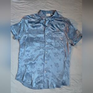ASOS Men's Blue Floral Satin Shirt
